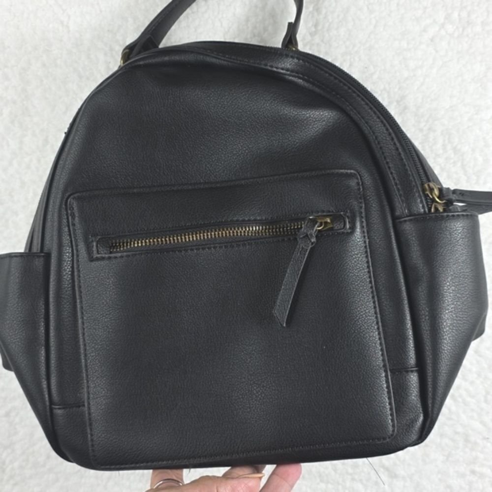Style & Co. Black Faux Leather Mini Backpack with Gold Hardware - Picture 13 of 16